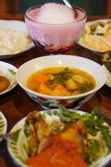 The delicious food of Indonesian traditional food in Purwokerto City, Central Java, Indonesia. It was taken on August 1, 2024 by a professional. It's a nice food with Indonesian culture