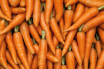 A bunch of carrots are piled up in a pile. The carrots are orange and are all different sizes