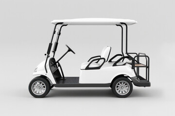 White golf cart isolated on plain background