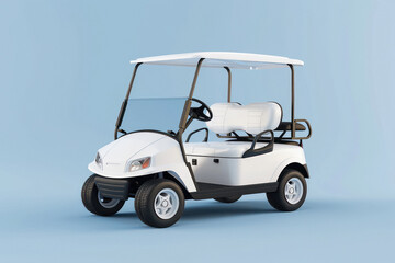 White golf cart isolated on plain background