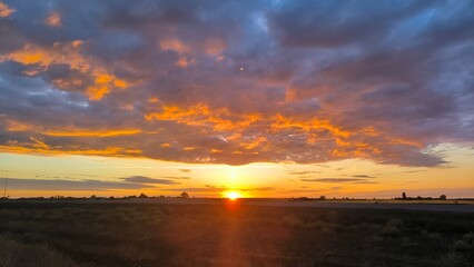 Fototapeta premium sunrise in Vojvodina with colorful cloudy sky