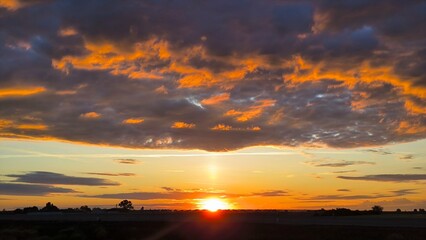 sunrise in Vojvodina with colorful cloudy sky