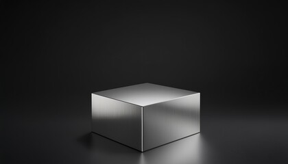 3d render of silver podium on dark background, best for product presentation.