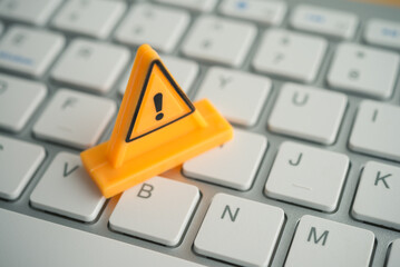 Maintenance, repair, under construction in computer system from virus or ransomware concept. Close...