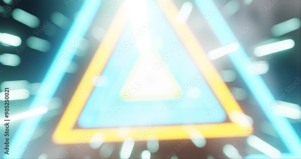 Aufkleber glowing neon triangles in space with starry background