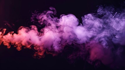 Purple and pink smoke cloud against a black background created by vape smoke