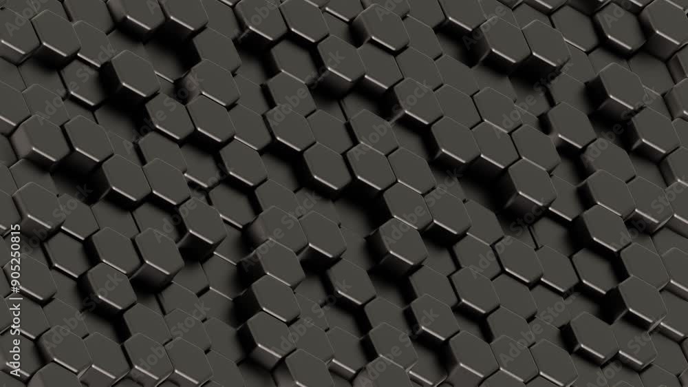 Poster Colorful Illuminated Hexagonal Pattern on a Dark Background

