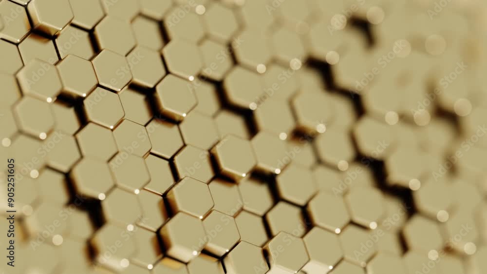 Poster Abstract Hexagonal Pattern with Vibrant Colors on a Beige Background

