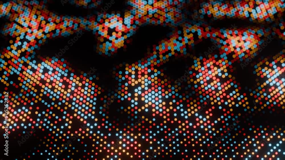 Poster Abstract World Map with Colorful Dots on Black Background

