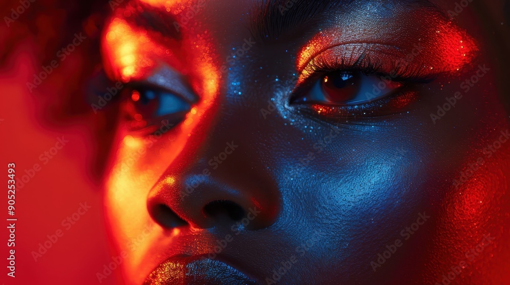 Aufkleber this abstract image combines intense dark and red colors with flowing shapes, creating a sense of mo