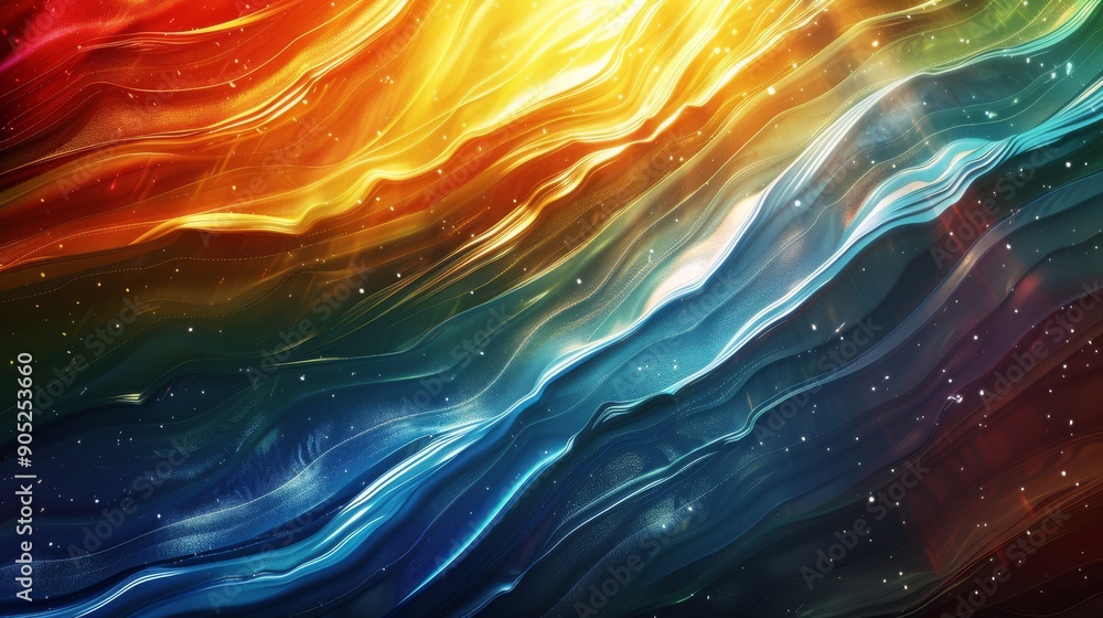 Poster the colorful spectrum displays vibrant abstract waves, creating a mesmerizing sight