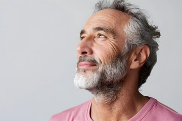 Obraz premium Portrait of an Elderly Man Looking Up