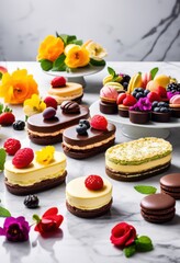 delicious array mouthwatering treats artfully arranged stylish platter eye catching presentation, dessert, snack, pastry, fruit, cake, cookie, chocolate