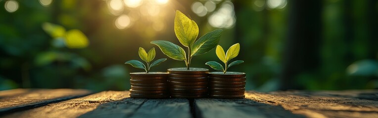 Lush Green Financial Growth with Plant Arrows