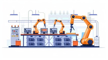 Automated Factory Production Line with Robotic Arms