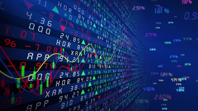 Stock market trading and price charts.