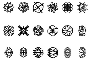 Decorative ornament shape icon set