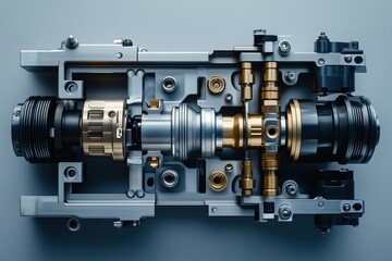 Basic cross-section of a hydraulic pump, [Hydraulic Pump], [Mechanical Equipment], No logo, No Trademark, No text, minimal concept with copy space for stock photo