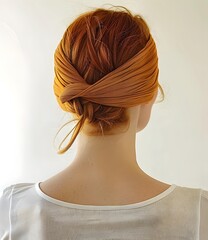 red hair woman wearing white shirt