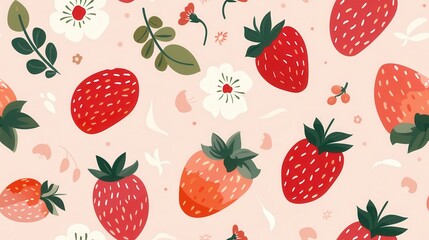 Seamless repetitive pattern background of strawberry fruit