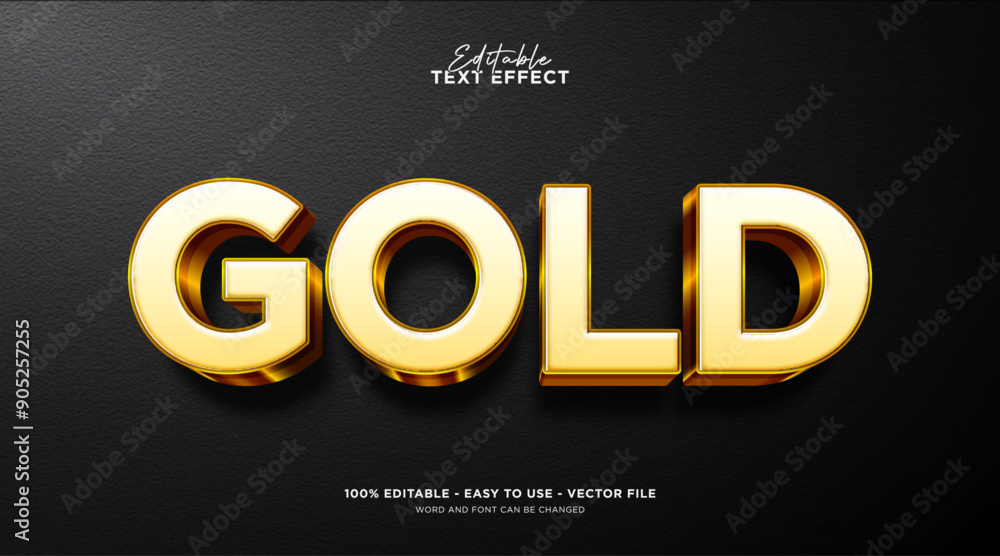 Poster editable golden text effect, 3d vector text style effect