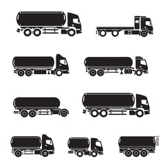 Design very stylish black pictograms that represent truck items icon set.flat