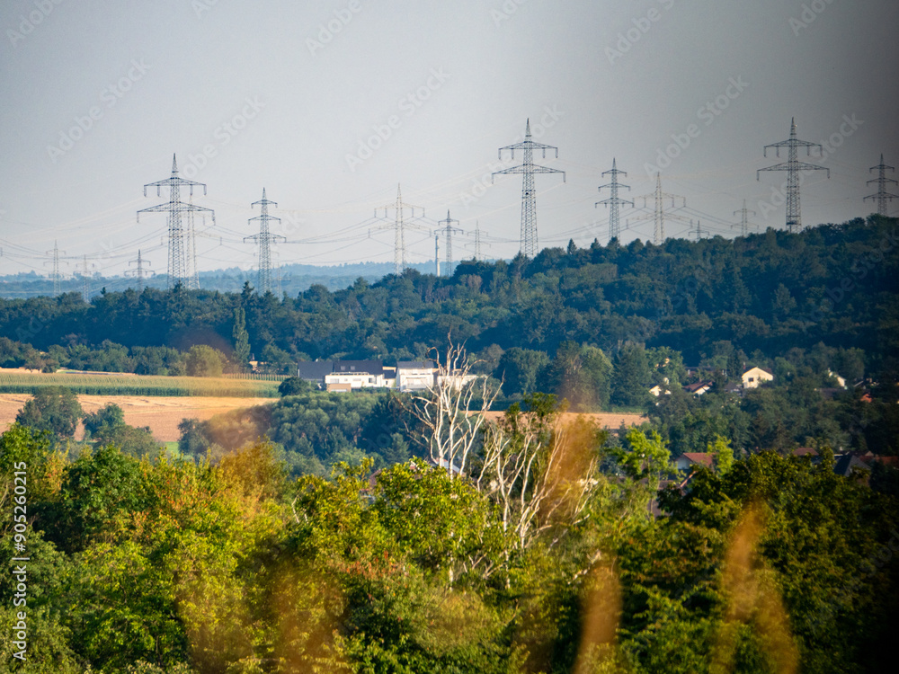 Poster Hochspannungsmasten im Feld