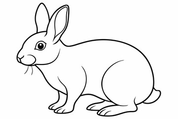 Fototapeta premium rabbit line art vector illustration, Cute bunny rabbit outline, easter bunny line art vector 