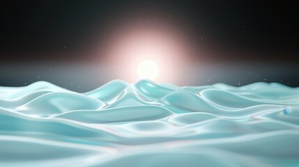 A blue ocean with a sun in the sky