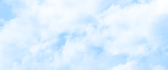 Blue vector watercolor art background with white clouds and blue sky. Hand drawn vector texture. Heaven. Watercolor banner. Abstract template for flyers, cards, poster, cover or design interior.