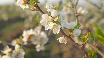 Fototapeta premium Apricot tree blossoms in spring harvest
