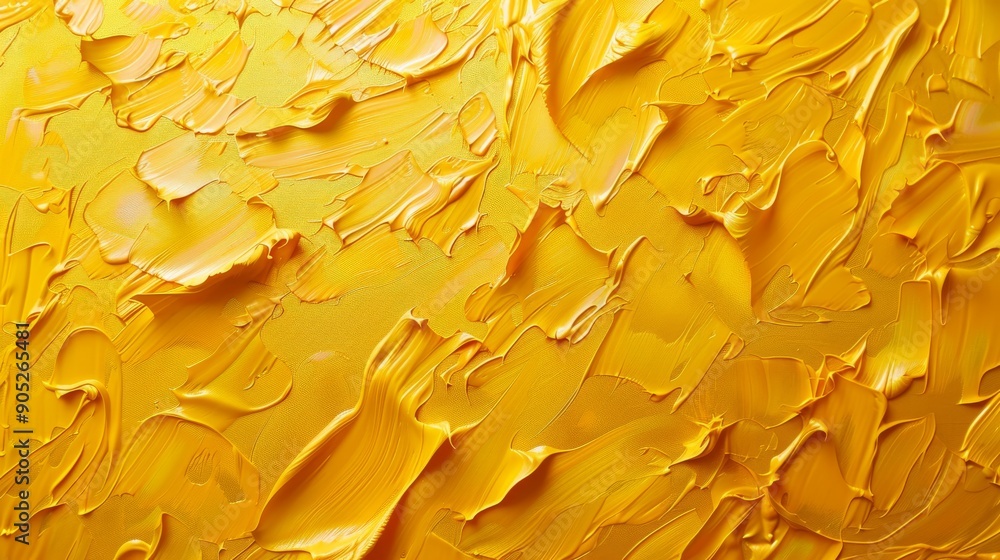 Aufkleber a vibrant and dynamic yellow texture created with rich and intricate brushstrokes on canvas