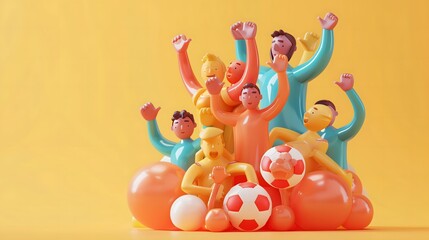 Obraz premium Team celebrating a goal, showcasing unity and excitement.