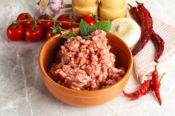 Raw minced pork uncooked meat