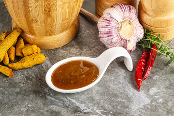 Indian curry sauce in the bowl