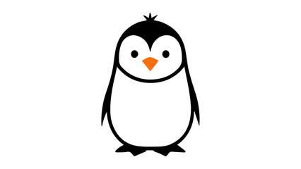 very cute penguin with yellow beak and black body illustration in vector