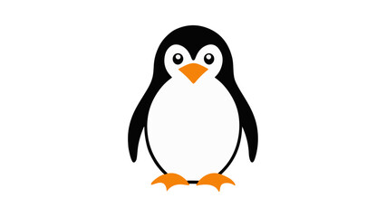 penguin with orange beak and feet vector illustration on white background