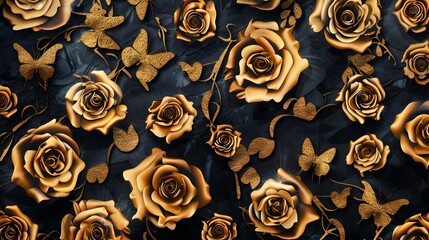 Elegant Leopard Print with Radiant Golden and Ebony Rosettes in Captivating