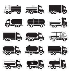 Design very stylish black pictograms that represent truck items icon set.flat
