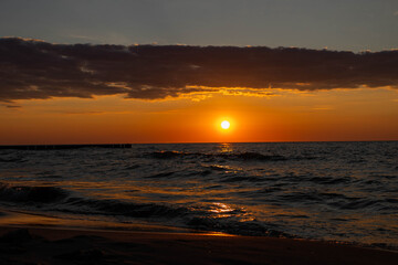 zachód słońca, morze, fale, lato, krajobraz, ocean, piasek, słońce, zachód,woda, © Estera