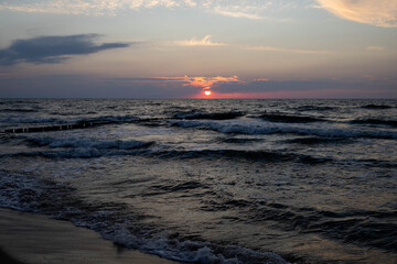 zachód słońca, morze, fale, lato, krajobraz, ocean, piasek, słońce, zachód,woda, © Estera