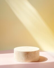 Minimalist Vibrant Plastic Podium Mockup with Gradient Background and Soft Glowing Effect in Natural Light