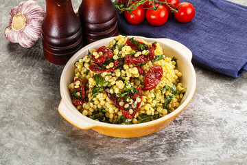 Vegetarian Pasta ptitim with vegetables