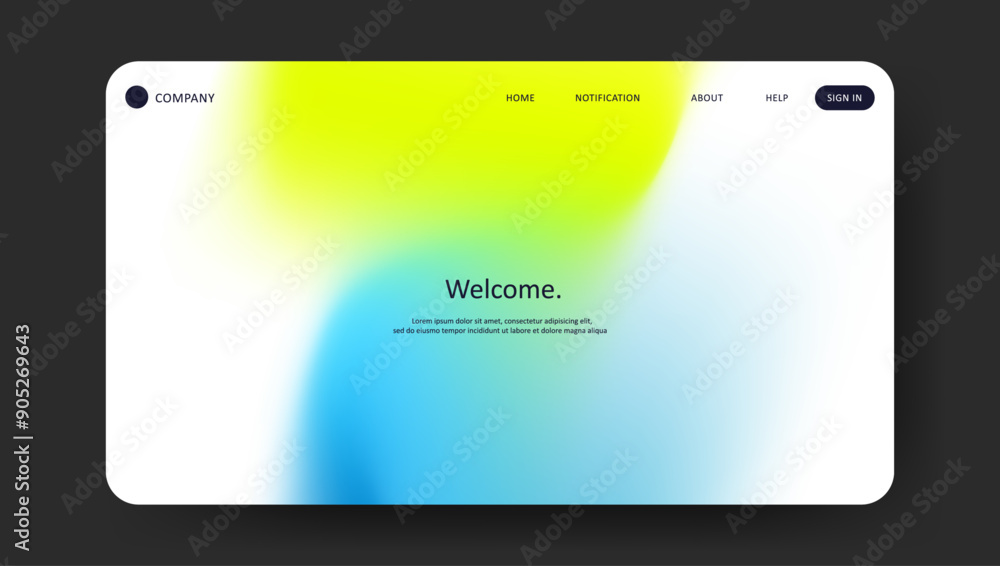 Poster abstract wave futuristic design of landing page. trendy gradient mesh website design