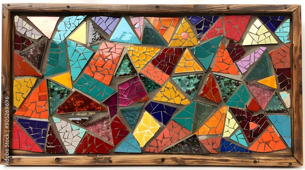 Poster vibrant mosaic frame with intricate geometric patterns for display and eclectic decor