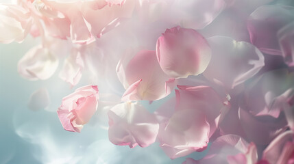 Gentle Floating Petals in Dreamlike Pink Haze