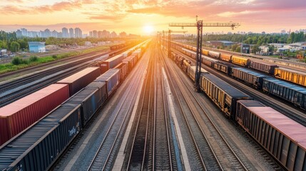 Fototapeta premium Efficient Railways and Logistics Transportation Systems 