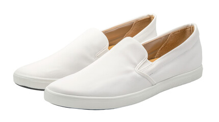 White Slip-On Canvas Sneakers, cut out