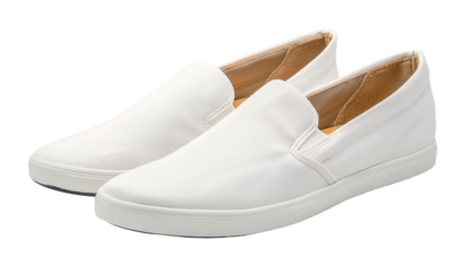 White Slip-On Canvas Sneakers, cut out