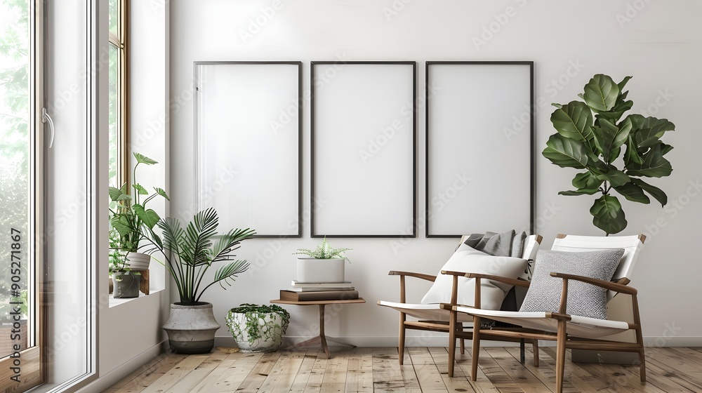 Aufkleber transparent minimalist glass frame with beveled edges on empty studio backdrop